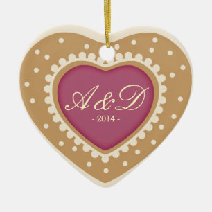 Monogramm-Herz-Zuckerplätzchen Keramik Ornament