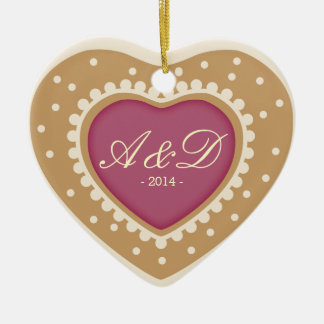 Monogramm-Herz-Zuckerplätzchen Keramik Ornament