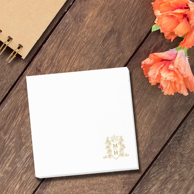 Monogramm Herzkronen Wappen Gold Gastgeschenk Hoch Post-it Klebezettel (Von Creator hochgeladen)