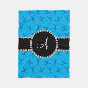 Monogramm Himmelblau hellblauer schwarzer Kreis Fleecedecke