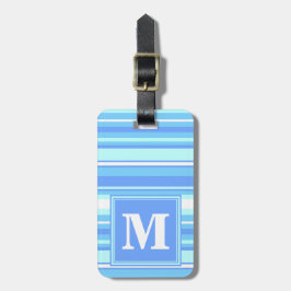 Monogramm Himmelsblau Streifen Gepäckanhänger