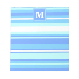 Monogramm Himmelsblau Streifen Notizblock