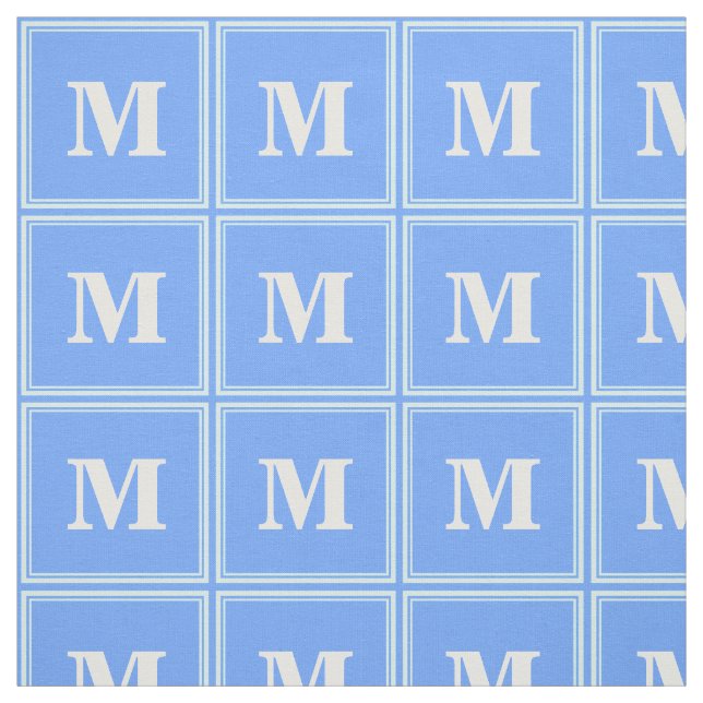 Monogramm Himmelsblau Streifen Stoff (Muster)