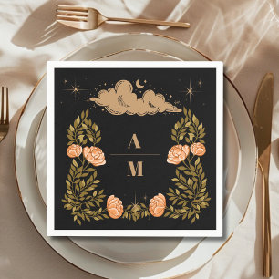 Monogramm Himmlische Mitternacht Schwarze Sterne H Serviette