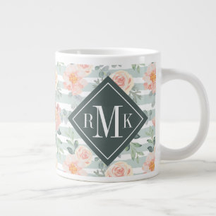 Monogramm hinzufügen Alicia Rose Streifenmuster Jumbo-Tasse