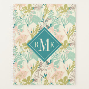 Monogramm hinzufügen Modernes Blumenmuster Planer