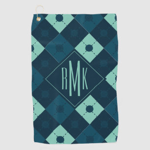 Monogramm hinzufügen Muster für blaue Raute und Golfhandtuch