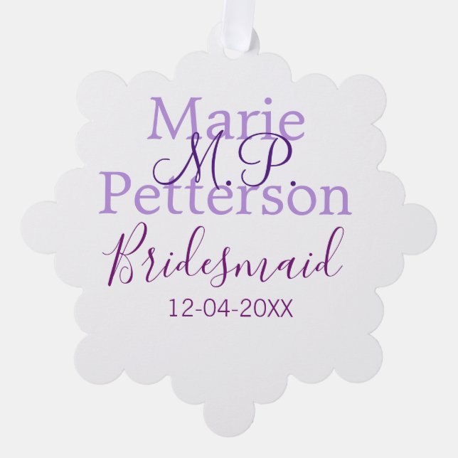 Monogramm hinzufügen Name Brief Brautjungfrauen Ornament Karte (Vorderseite)