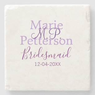 Monogramm hinzufügen Name Brief Brautjungfrauen Steinuntersetzer