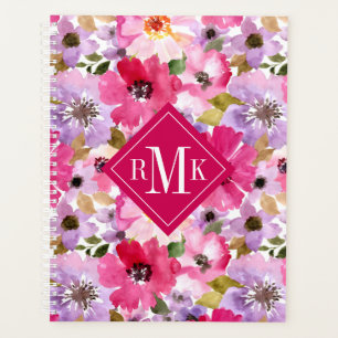 Monogramm hinzufügen Sommerfarbenflorale Planer