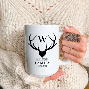 Monogramm Hirn Horn Niedlich Happy Familienname Zweifarbige Tasse