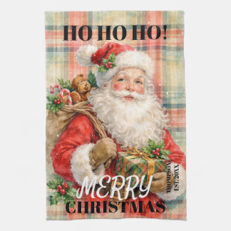 Monogramm Ho ho ho Frohe Weihnachten Santa rot Geschirrtuch
