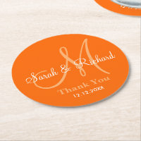 Monogramm-Hochzeit danken Ihnen orange