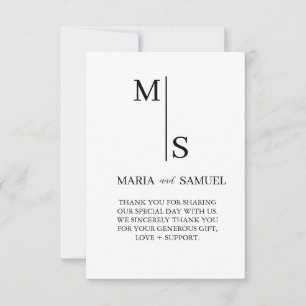 Monogramm Hochzeit Elegant Einfach Minimalistisch Dankeskarte