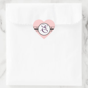 Monogramm-Hochzeit Vintage-Rahmen Herz-Aufkleber