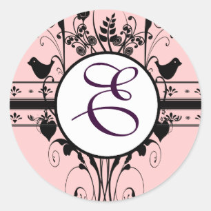Monogramm-Hochzeit Vintage-Rahmen Runder Aufkleber