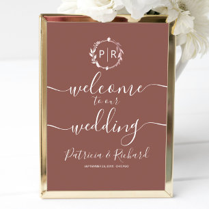Monogramm Hochzeit Willkommensschild Schaumstoffpl Poster
