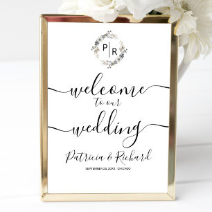 Monogramm Hochzeit Willkommensschild Schaumstoffpl Poster
