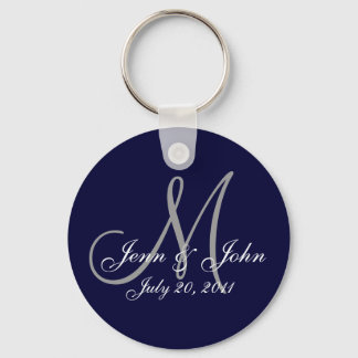 Monogramm Hochzeitbräune Datum Navy-Key-Kette Schlüsselanhänger