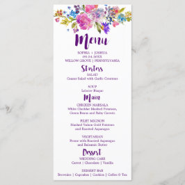 Monogramm-Hochzeitkarte für lila und rosa Blume Menükarte