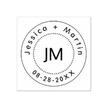 Monogramm-Hochzeitlogo mit Namen und Datum des Paa