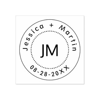 Monogramm-Hochzeitlogo mit Namen und Datum des Paa Gummistempel