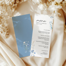 Monogramm-Hochzeitmenü für Blaue Wildblumen