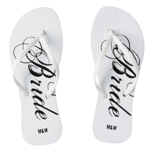 Monogramm-Hochzeits-Flip-Flops für Braut und Bräut Flip Flops