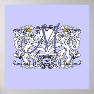 Monogramm-Hochzeitsgelübde-Herz Poster
