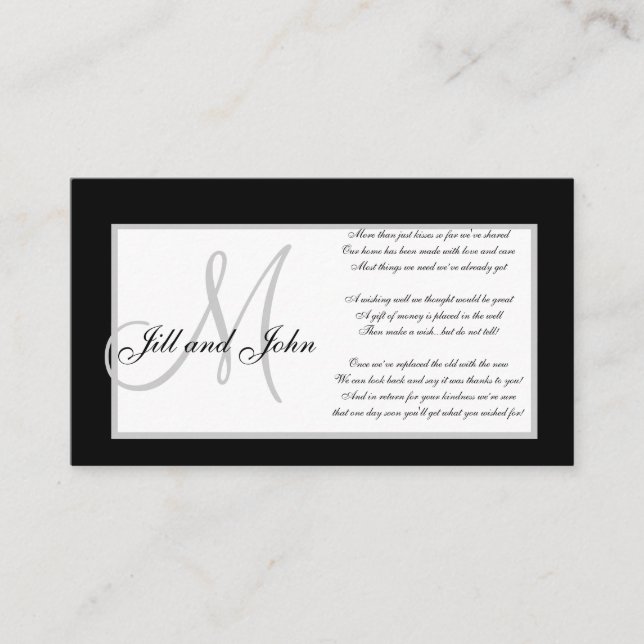 Monogramm Hochzeitskarten Begleitkarte (Vorderseite)