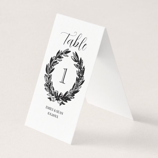 Monogramm Hochzeitskreide-Illustration-Tischnummer (Vorderseite)