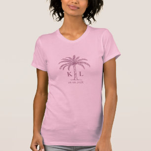 Monogramm Hochzeitslogo Palme T-Shirt