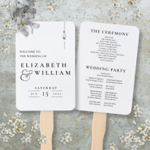 Monogramm-Hochzeitsprogramm für Schwarz und Weiß