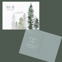 Monogramm-Hochzeitssache für Aquarellbäume Datum s
