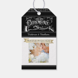 Monogramm-Hochzeitstich-Foto-Neutral-Damaskus-Must Geschenkanhänger