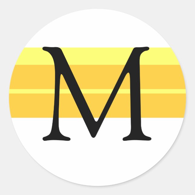 Monogramm Hochzeitsticker Gelb Runder Aufkleber (Vorderseite)