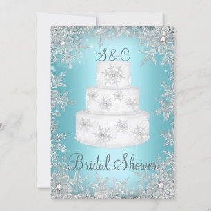 Monogramm Hochzeitstorte Blau Brautparty Einladung