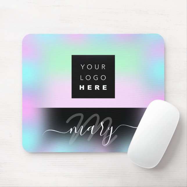 Monogramm Holograph Pink BLUE Mousepad (Mit Mouse)