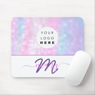 Monogramm Holograph Unicorn Pink mit dem Namen des Mousepad
