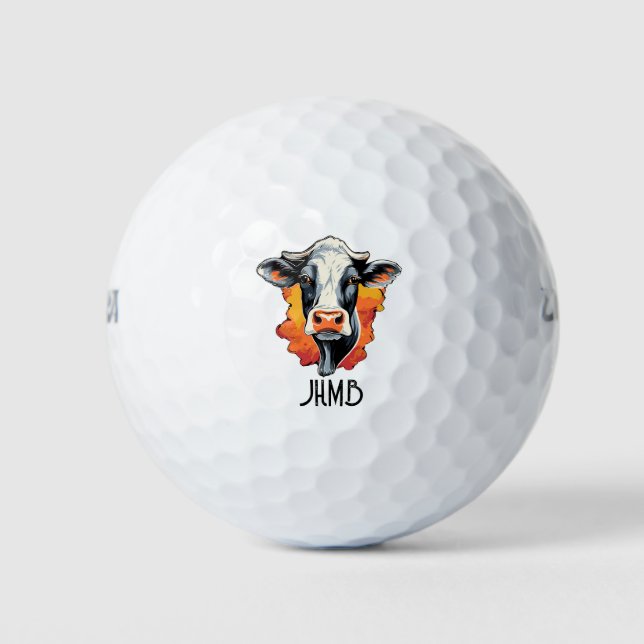 Monogramm Holstein-Kuh Rindfleisch Tier Golfball (Vorderseite)