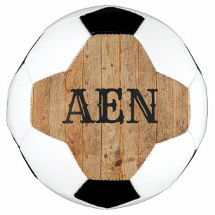 Monogramm Holz Rustikal Landhausstil Braun Schwarz Fußball