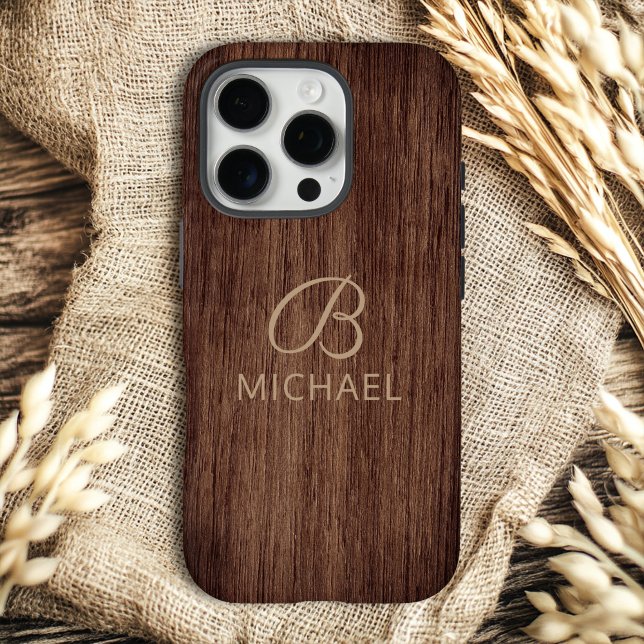 Monogramm Holzkörner aus Holz Personalisierter Nam Case-Mate iPhone Hülle (Von Creator hochgeladen)