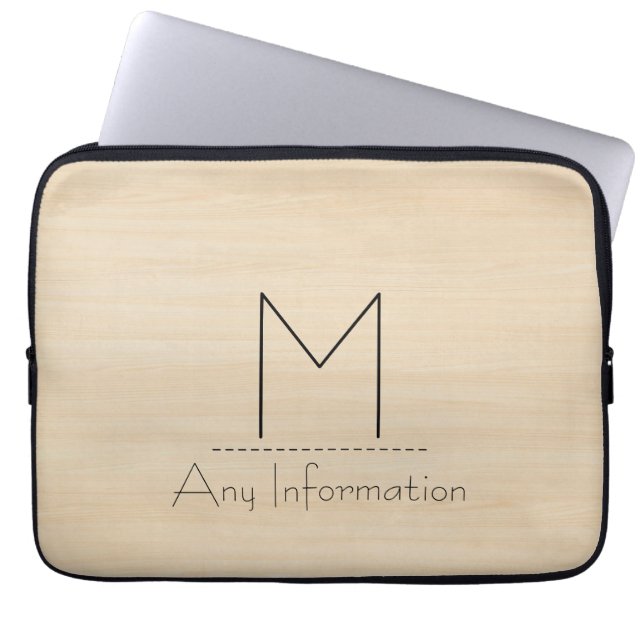 Monogramm Holzkörner Laptopschutzhülle (Vorderseite)