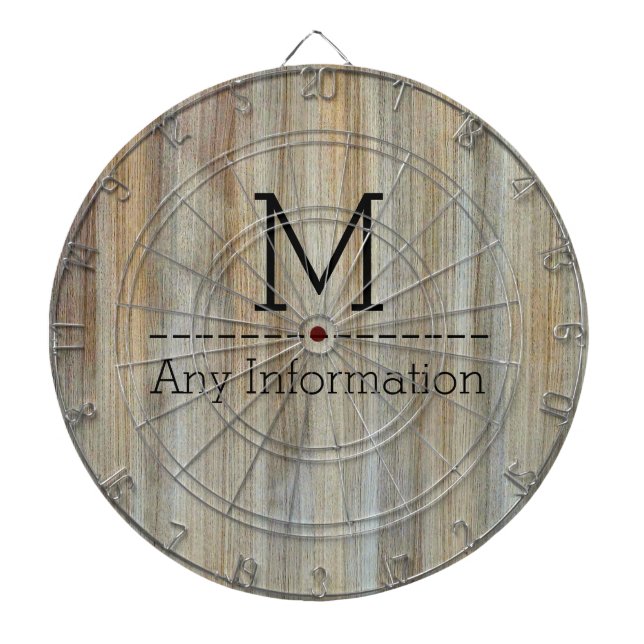 Monogramm Holzkörner-Textur #2 Dartscheibe (vorne)