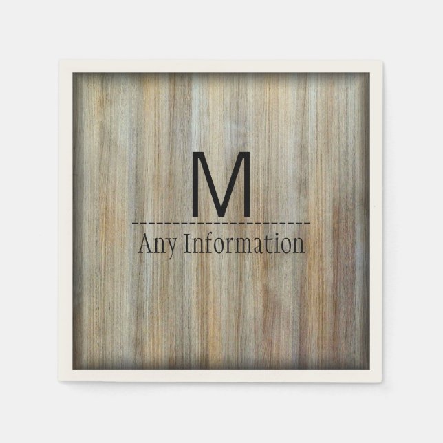 Monogramm Holzkörner-Textur #2 Serviette (Vorderseite)