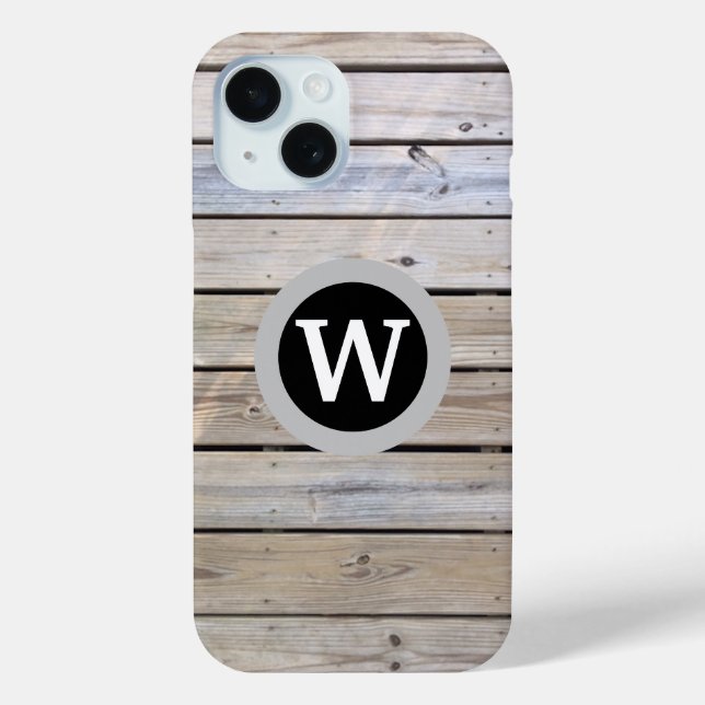 Monogramm-Holzplanken hell Case-Mate iPhone Hülle (Rückseite)
