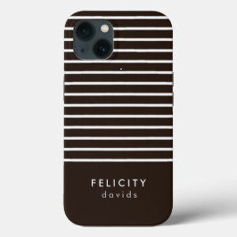 Monogramm horizontale Streifen braun und weiß Case-Mate iPhone Hülle