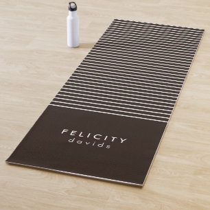 Monogramm horizontale Streifen braun und weiß Yogamatte