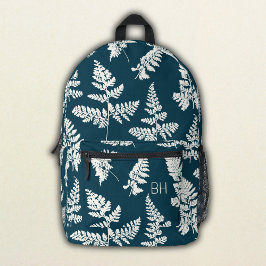 Monogramm hübsch-Blau-Weiß-Muster Bedruckter Rucksack