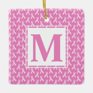 Monogramm hübsch-rosa-weiße Brustkrebserkrankungen Keramikornament